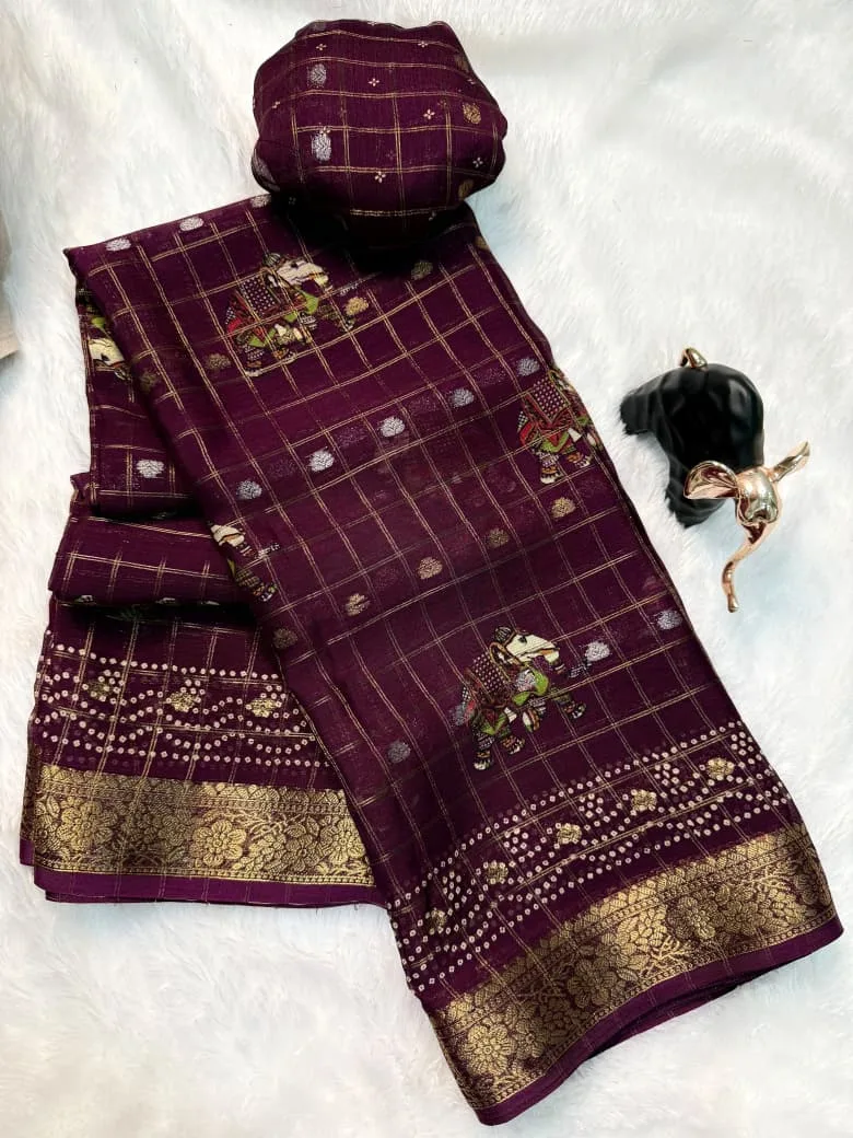 Tew Pure Marsh Chinon Silk Printed Saree